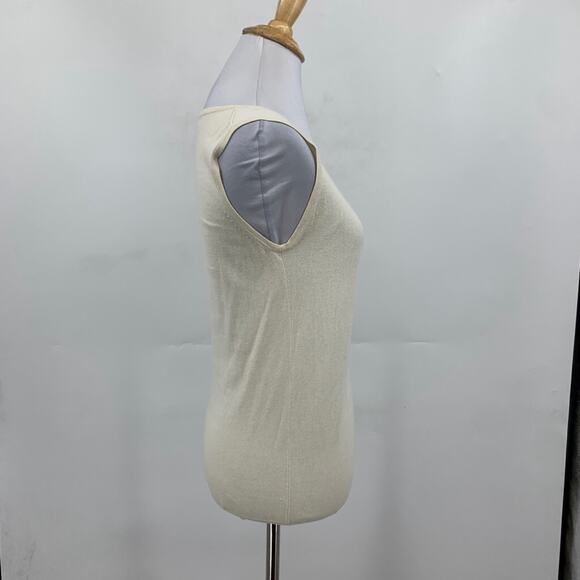 Massimo Dutti Cardigan Womens M Medium Cream Fine Knit Button Sweater Tank 2 Pc - Picture 9 of 16